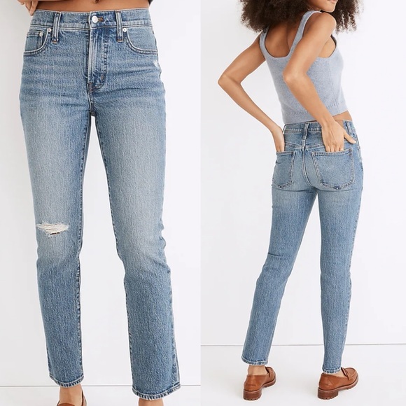 Madewell Mid Rise Perfect Vintage Jean Ainsdale Wash Knee Rip Edition Size 28 - Picture 1 of 12
